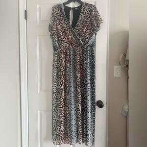 Express Leopard and Snake Print Maxi jumpsuit